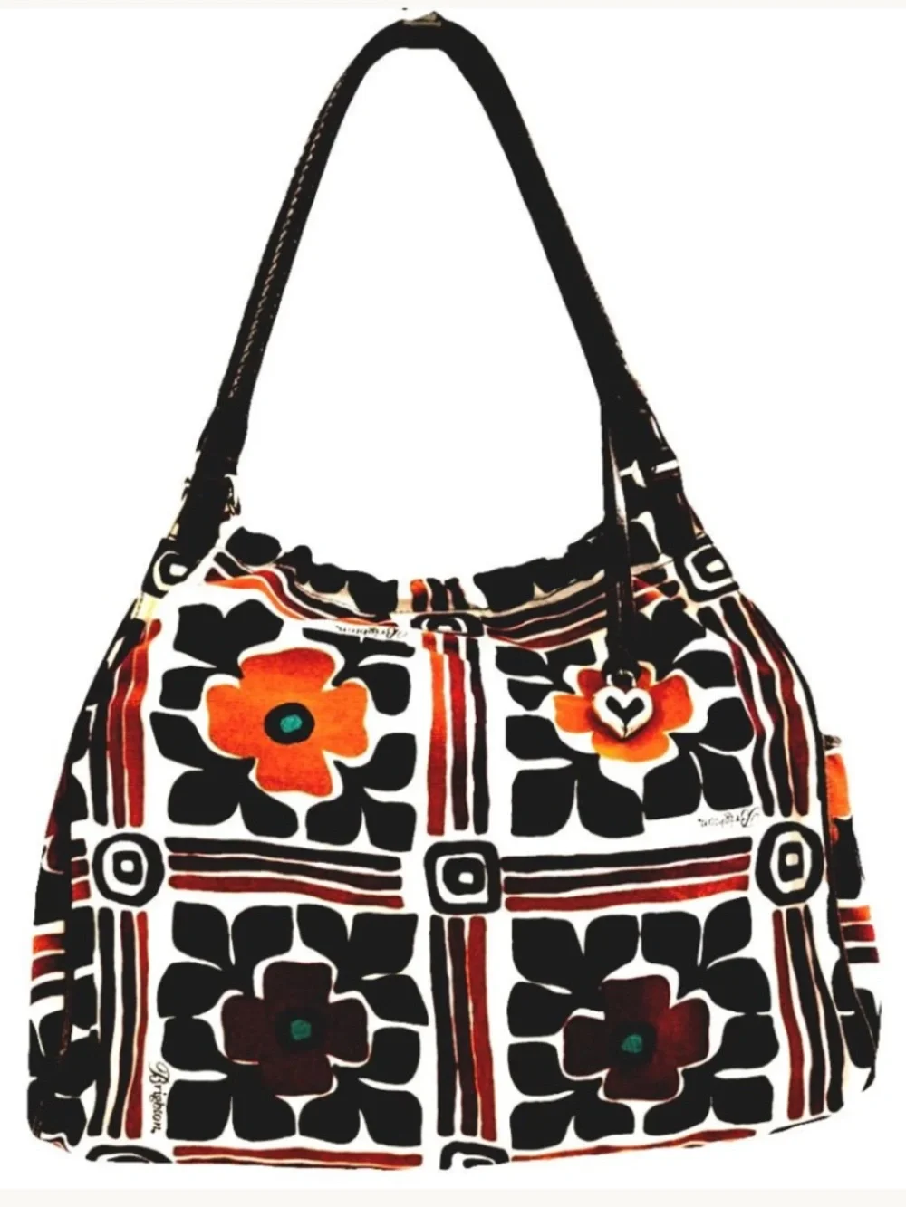 Brighton Large Retired hippy boho floral shoulder bag Orange Brown